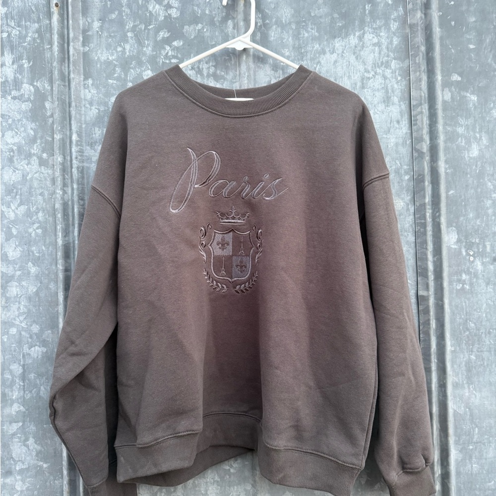 Paris Embroidered Men's Sweater - Gray